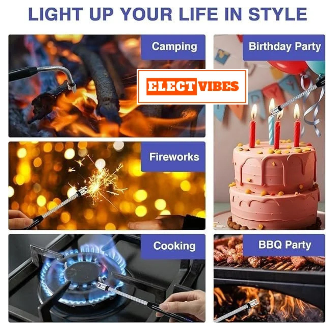 ELECTVIBES Rechargeable Electric Gas Lighter for Kitchen, Lighter for Gas Stove, Candles, Pooja, C-Type USB, Kitchen Tools, Multi Purpose - 360° Flexible & Windproof, (PACK OF 1) - Image 5