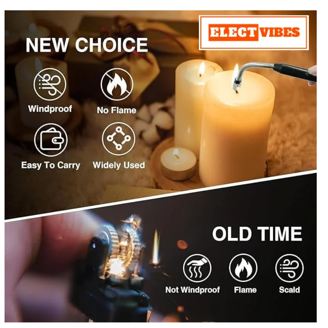 ELECTVIBES Rechargeable Electric Gas Lighter for Kitchen, Lighter for Gas Stove, Candles, Pooja, C-Type USB, Kitchen Tools, Multi Purpose - 360° Flexible & Windproof, (PACK OF 1) - Image 8
