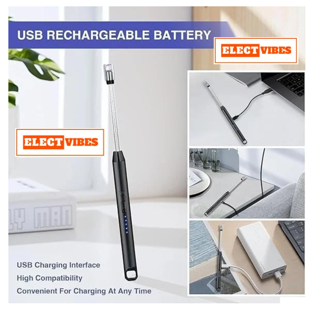 ELECTVIBES Rechargeable Electric Gas Lighter for Kitchen, Lighter for Gas Stove, Candles, Pooja, C-Type USB, Kitchen Tools, Multi Purpose - 360° Flexible & Windproof, (PACK OF 1) - Image 9