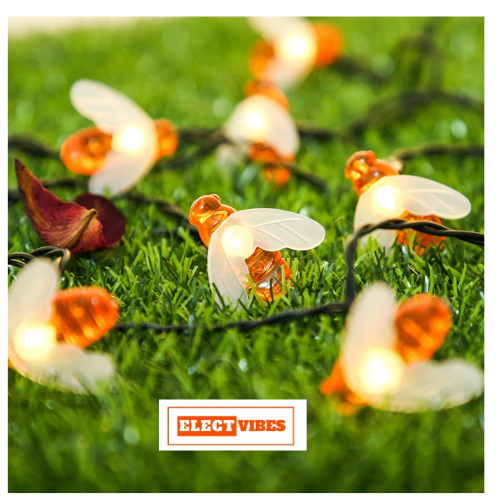 ELECTVIBES Honey Bee String Light 14 Led, 3 Meter With Plug in Warm White, Honey Bee String Fairy Lights – Battery Powered, Waterproof Decorative Lights for Home, Diwali, Christmas, Halloween & Party Décor |Warm White (Pack of 1) - Image 3