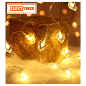 ELECTVIBES Heart Pendent  WARM WHITE String Light  Ac Plug-In Powered 14 LED, 3 Meter String Lights– Decorative Waterproof Fairy Lights for Indoor/Outdoor, Garden, Diwali, Christmas, Wedding, Party & Festival Decoration (Pack of 1)