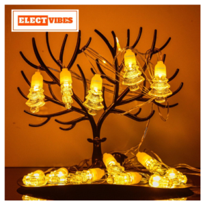 ELECTVIBES Crystal Tree Shape String Light  14 LED, 3 Meter Plug-In, ,Battery Powered Christmas Decor for Diwali Christmas, Birthdays, Party, Festival Decoration, Corded Electric Warm White (PACK OF 1)