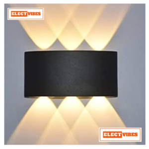 ELECTVIBES Tripping Indoor Outdoor Wall Lamps/Lights  lamp led Light Shade/Curved Black (06 Watts, Warm White, Die-Cast Aluminum) (PACK OF 1)