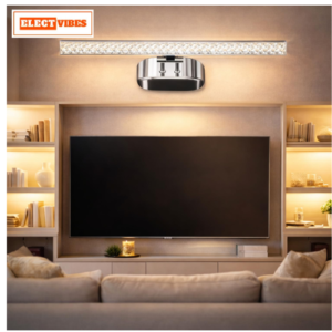 ELECTVIBES LED Mirror Light 36 cm, 8W Wall Mounted Vanity Lamp with 3 Color Modes (Warm, Cool, Natural White), Polished Chrome Picture & Mirror Light for Bathroom, Dressing Table & Bedroo (PACK OF 1)