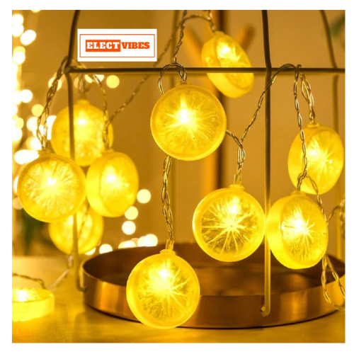ELECTVIBES Lemon Shape Fairy String Lights – 16 LED, 3 Meter Lemon LED String Light Plastic , Plug-In, Decorative Lights for Bedroom, Indoor, Outdoor, Diwali, Christmas, Party, Wedding & Home Decoration (WARM WHITE, PACK OF 1) - Image 2