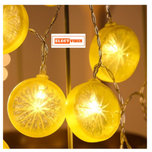 ELECTVIBES  Lemon Shape Fairy String Lights – 16 LED, 3 Meter  Lemon LED String Light Plastic , Plug-In, Decorative Lights for Bedroom, Indoor, Outdoor, Diwali, Christmas, Party, Wedding & Home Decoration (WARM WHITE, PACK OF 1)