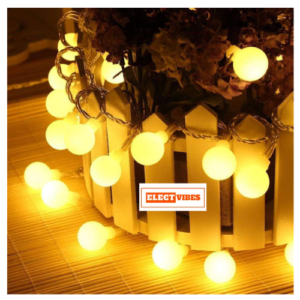 ELECTVIBES Milky Ball Small String Light 14 LED, 3 Meter  With Heavy Plug-In, Milky Ball  LED String Lights – Fairy Lights with 14 LED Bulb Waterproof Fairy Crystal LED Serial Lights for Indoor and Outdoor Decoration Home, Room, Diwali & Christmas(WARM WHITE PACK of 1)