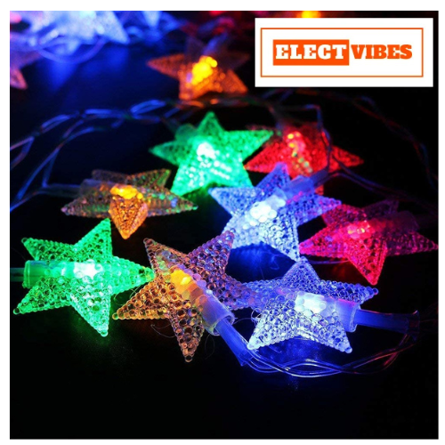ELECTVIBES Mini Star String Light 14 LED, 3 Meter Plug-In, Warm White Mini Star Fairy String Lights ,Decorative LED Lights for Bedroom, Home, Garden, Diwali, Christmas, Wedding & Party Decoration (Pack of 1) - Image 3