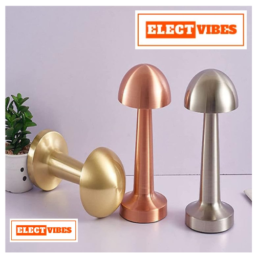 ELECTVIBES Mashroom Metal Lamp Modern Mushroom Table Lamp, LED Desk Light with Dome Shade, Gold Metal Finish (Gold) (PACK OF 1) - Image 11