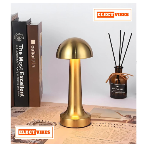 ELECTVIBES Mashroom Metal Lamp Modern Mushroom Table Lamp, LED Desk Light with Dome Shade, Gold Metal Finish (Gold) (PACK OF 1) - Image 13