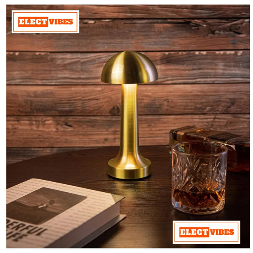 ELECTVIBES Mashroom Metal Lamp Modern Mushroom Table Lamp, LED Desk Light with Dome Shade, Gold Metal Finish (Gold) (PACK OF 1) - Image 14