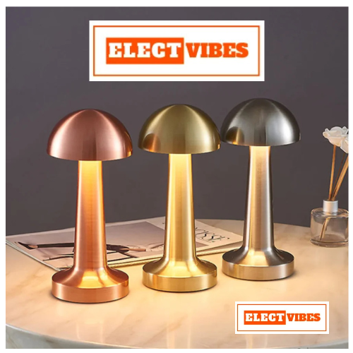ELECTVIBES Mashroom Metal Lamp Modern Mushroom Table Lamp, LED Desk Light with Dome Shade, Gold Metal Finish (Gold) (PACK OF 1) - Image 16