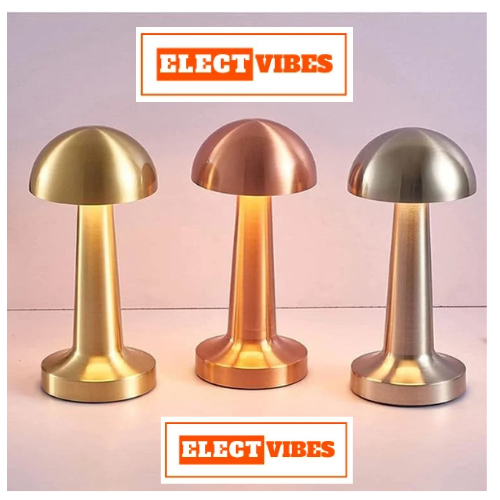 ELECTVIBES Mashroom Metal Lamp Modern Mushroom Table Lamp, LED Desk Light with Dome Shade, Gold Metal Finish (Gold) (PACK OF 1) - Image 17