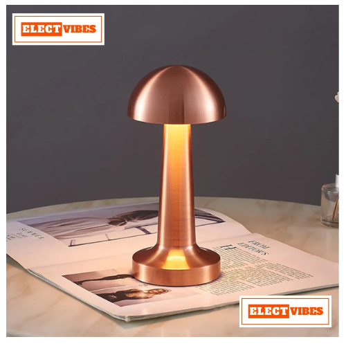 ELECTVIBES Mashroom Metal Lamp Modern Mushroom Table Lamp, LED Desk Light with Dome Shade, Gold Metal Finish (Gold) (PACK OF 1) - Image 6