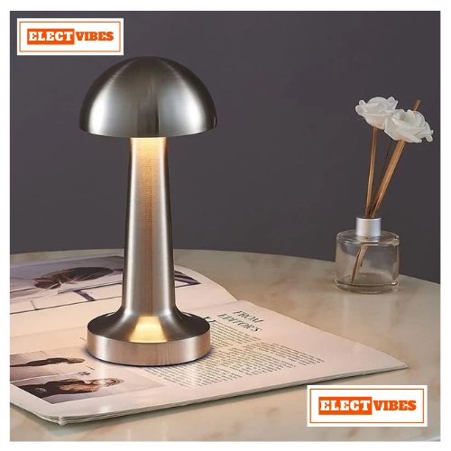 ELECTVIBES Mashroom Metal Lamp Modern Mushroom Table Lamp, LED Desk Light with Dome Shade, Gold Metal Finish (Gold) (PACK OF 1) - Image 4