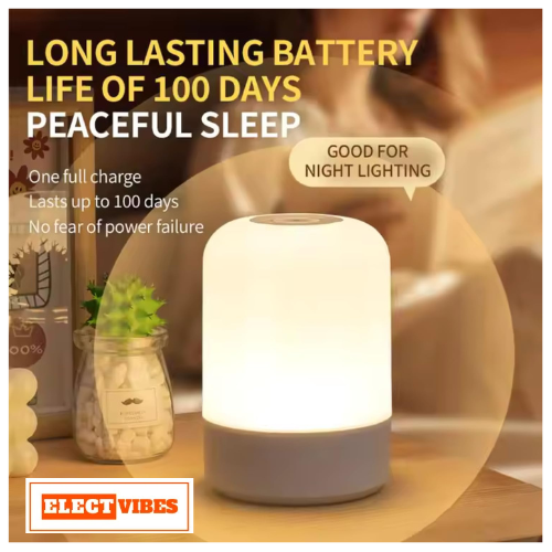 ELECTVIBES Oval Shaped LED Table Lamp – USB Rechargeable Touch Night Light with 3 Modes, Dimmable Brightness by Long Press on Power Button, for Bedroom, Living Room, Study & Office (White, Pack of 1) - Image 7