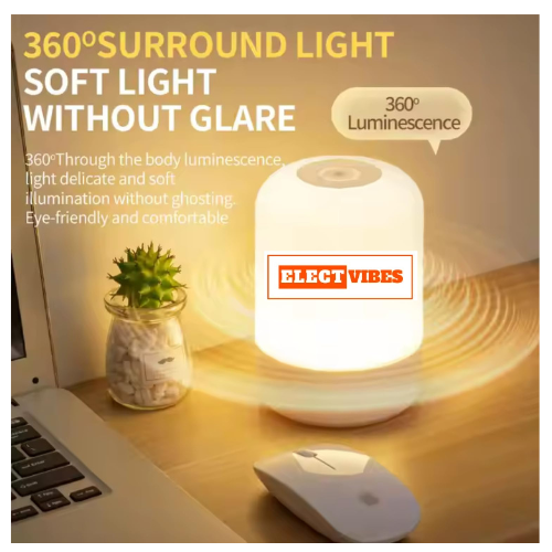 ELECTVIBES Oval Shaped LED Table Lamp – USB Rechargeable Touch Night Light with 3 Modes, Dimmable Brightness by Long Press on Power Button, for Bedroom, Living Room, Study & Office (White, Pack of 1) - Image 3