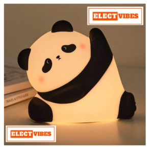 ELECTVIBES Rechargeable Silicone Panda Night Light for Kids | Kung Fu Panda Inspired 7-Color LED Lamp | Soft BPA-Free Bedside Nightlight | Cute Room Décor & Gift for Toddlers, Teens & Valentine’s Day (PACK OF 1)