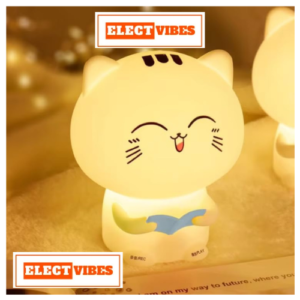 ELECTVIBES Silicone Reading Cat LAMP Rechargeable Silicone Night Lamp – 7-Color Touch LED Night Light for Kids & Bedroom, USB Table Lamp for Home Décor, Romantic Decor, Valentine Day Gift, Love Gift for Her, Couple Gift (PACK OF 1)