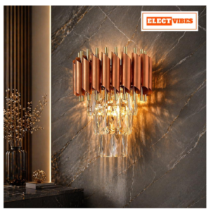 ELECTVIBES  Rose Gold Mamba Wall Lamp Light, Crystal LED Wall Light, Tricolour (Warm, Cool, Natural), Rose Gold Modern Wall Sconce Lighting Fixture for Living Room, Bedroom, Hallway, Home Décor (PACK OF 1)