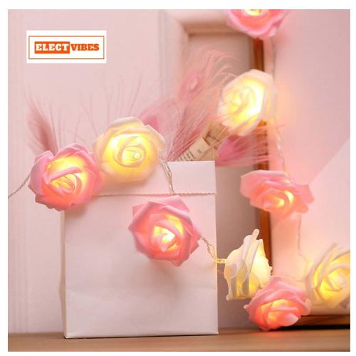 ELECTVIBES Rose Flower String lights White Ac Plug-In Powered 14 LED,3 Meter Rose Flower LED String Fairy Light – 14 LED 3-Meter Night Light for Home Decor, Bedroom & Indoor/Outdoor Use, Romantic Decor, Valentine Day Gift, Love Gift for Her, Couple Gift ( WHITE )(PACK OF 1) - Image 23