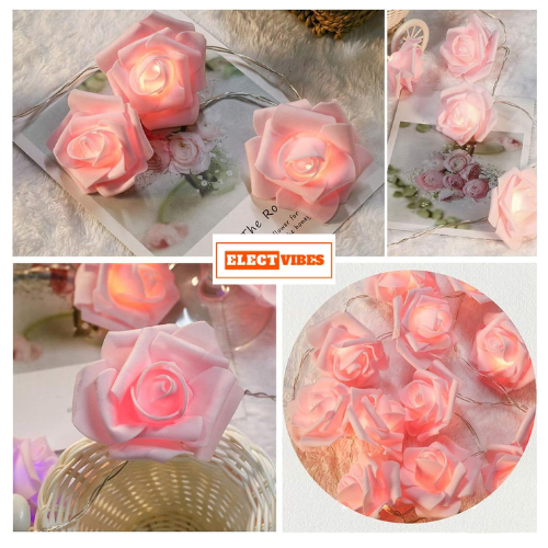 ELECTVIBES Rose Flower String lights White Ac Plug-In Powered 14 LED,3 Meter Rose Flower LED String Fairy Light – 14 LED 3-Meter Night Light for Home Decor, Bedroom & Indoor/Outdoor Use, Romantic Decor, Valentine Day Gift, Love Gift for Her, Couple Gift ( WHITE )(PACK OF 1) - Image 22