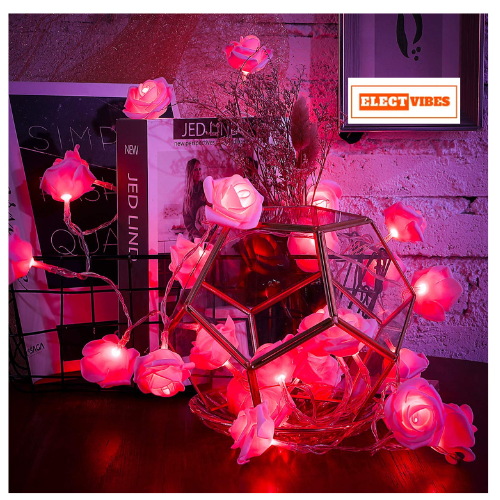 ELECTVIBES Rose Flower String lights White Ac Plug-In Powered 14 LED,3 Meter Rose Flower LED String Fairy Light – 14 LED 3-Meter Night Light for Home Decor, Bedroom & Indoor/Outdoor Use, Romantic Decor, Valentine Day Gift, Love Gift for Her, Couple Gift ( WHITE )(PACK OF 1) - Image 13