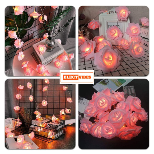ELECTVIBES Rose Flower String lights White Ac Plug-In Powered 14 LED,3 Meter Rose Flower LED String Fairy Light – 14 LED 3-Meter Night Light for Home Decor, Bedroom & Indoor/Outdoor Use, Romantic Decor, Valentine Day Gift, Love Gift for Her, Couple Gift ( WHITE )(PACK OF 1) - Image 20