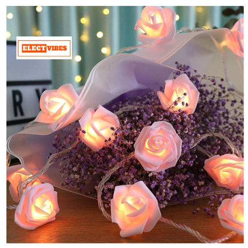 ELECTVIBES Rose Flower String lights White Ac Plug-In Powered 14 LED,3 Meter Rose Flower LED String Fairy Light – 14 LED 3-Meter Night Light for Home Decor, Bedroom & Indoor/Outdoor Use, Romantic Decor, Valentine Day Gift, Love Gift for Her, Couple Gift ( WHITE )(PACK OF 1) - Image 19