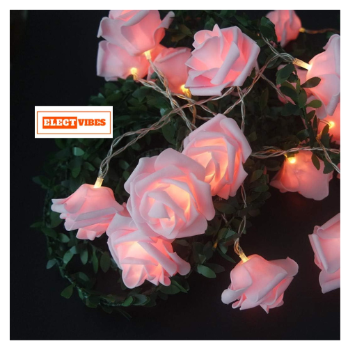 ELECTVIBES Rose Flower String lights White Ac Plug-In Powered 14 LED,3 Meter Rose Flower LED String Fairy Light – 14 LED 3-Meter Night Light for Home Decor, Bedroom & Indoor/Outdoor Use, Romantic Decor, Valentine Day Gift, Love Gift for Her, Couple Gift ( WHITE )(PACK OF 1) - Image 18