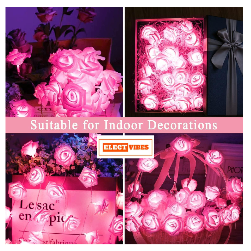 ELECTVIBES Rose Flower String lights White Ac Plug-In Powered 14 LED,3 Meter Rose Flower LED String Fairy Light – 14 LED 3-Meter Night Light for Home Decor, Bedroom & Indoor/Outdoor Use, Romantic Decor, Valentine Day Gift, Love Gift for Her, Couple Gift ( WHITE )(PACK OF 1) - Image 16