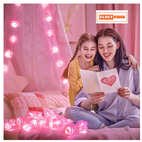 ELECTVIBES Rose Flower String lights White Ac Plug-In Powered 14 LED,3 Meter Rose Flower LED String Fairy Light – 14 LED 3-Meter Night Light for Home Decor, Bedroom & Indoor/Outdoor Use, Romantic Decor, Valentine Day Gift, Love Gift for Her, Couple Gift ( WHITE )(PACK OF 1) - Image 15