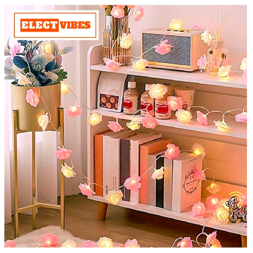 ELECTVIBES Rose Flower String lights White Ac Plug-In Powered 14 LED,3 Meter Rose Flower LED String Fairy Light – 14 LED 3-Meter Night Light for Home Decor, Bedroom & Indoor/Outdoor Use, Romantic Decor, Valentine Day Gift, Love Gift for Her, Couple Gift ( WHITE )(PACK OF 1) - Image 59