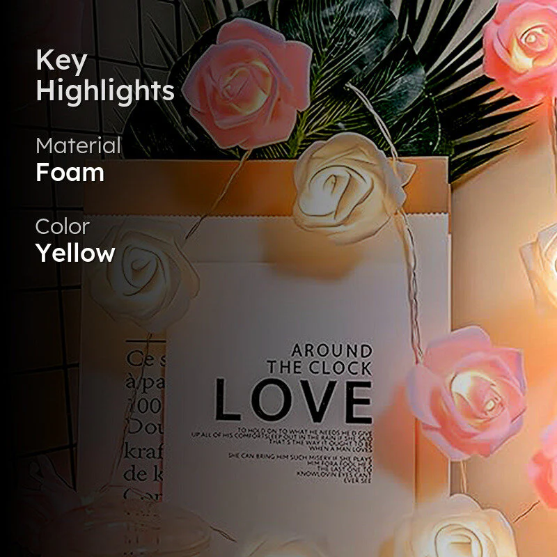 ELECTVIBES Rose Flower String lights White Ac Plug-In Powered 14 LED,3 Meter Rose Flower LED String Fairy Light – 14 LED 3-Meter Night Light for Home Decor, Bedroom & Indoor/Outdoor Use, Romantic Decor, Valentine Day Gift, Love Gift for Her, Couple Gift ( WHITE )(PACK OF 1) - Image 48