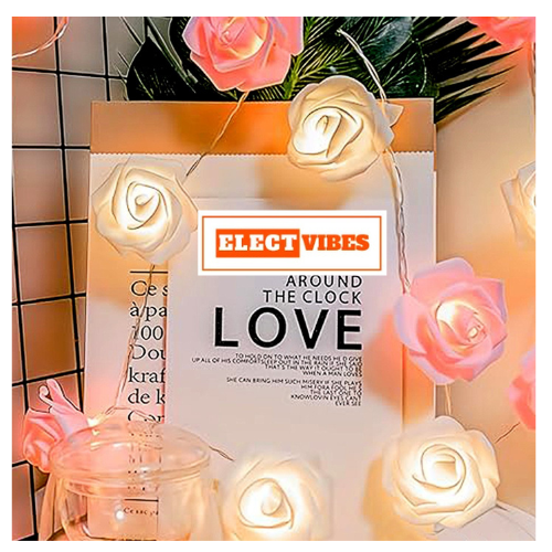 ELECTVIBES Rose Flower String lights White Ac Plug-In Powered 14 LED,3 Meter Rose Flower LED String Fairy Light – 14 LED 3-Meter Night Light for Home Decor, Bedroom & Indoor/Outdoor Use, Romantic Decor, Valentine Day Gift, Love Gift for Her, Couple Gift ( WHITE )(PACK OF 1) - Image 49