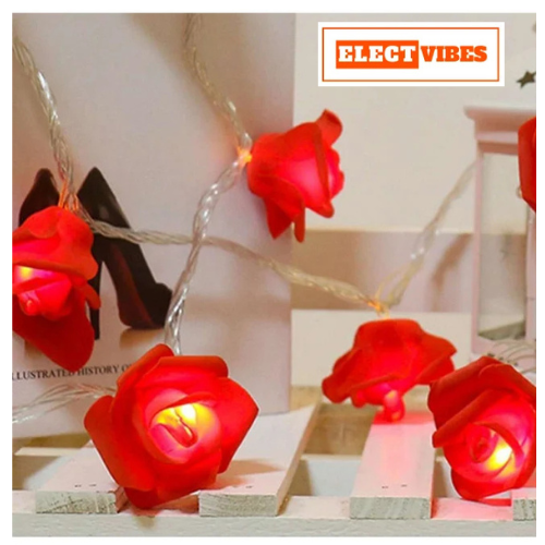 ELECTVIBES Rose Flower String lights White Ac Plug-In Powered 14 LED,3 Meter Rose Flower LED String Fairy Light – 14 LED 3-Meter Night Light for Home Decor, Bedroom & Indoor/Outdoor Use, Romantic Decor, Valentine Day Gift, Love Gift for Her, Couple Gift ( WHITE )(PACK OF 1) - Image 39