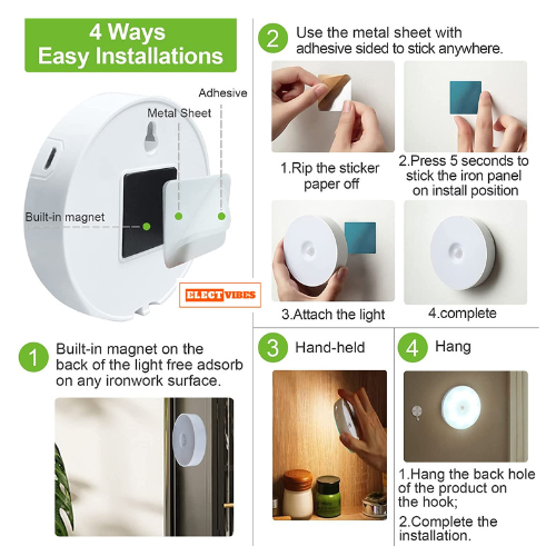 ELECTVIBES Motion Sensor Light for Home with USB Charging Self Adhesive Led Nightlight Rechargeable Body Sensor Wall Light for Bedroom, Stairs (Cool White,) – Plastic (PAKC OF 1)) - Image 9