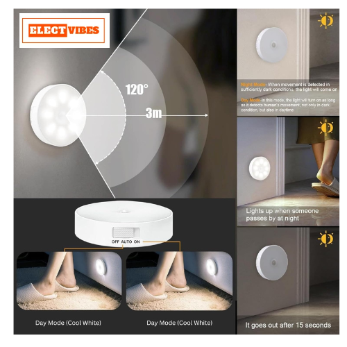 ELECTVIBES Motion Sensor Light for Home with USB Charging Self Adhesive Led Nightlight Rechargeable Body Sensor Wall Light for Bedroom, Stairs (Cool White,) – Plastic (PAKC OF 1)) - Image 10