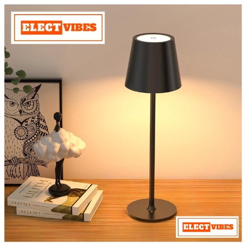 ELECTVIBES ShadeLine LED Night Table Lamp with Three Modes – Stylish Acrylic Decorative Bedside Light with Warm Ambient Glow for Cordless Table Lamps 3 Adjustable Height,Smooth Dimming, Portable LED Waterproof Table Lamp (PACK OF1)