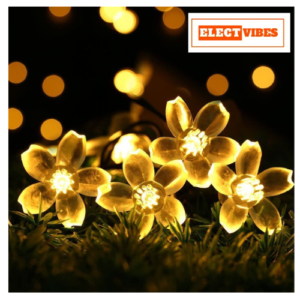 ELECTVIBES 14 LED, 3 Meter Silicone Flower Fairy String Lights –  Decorative Series Lights for Home, Festival, Wedding, Party & Room Decoration | Plug-in Fairy Lights (WARM WHITE)