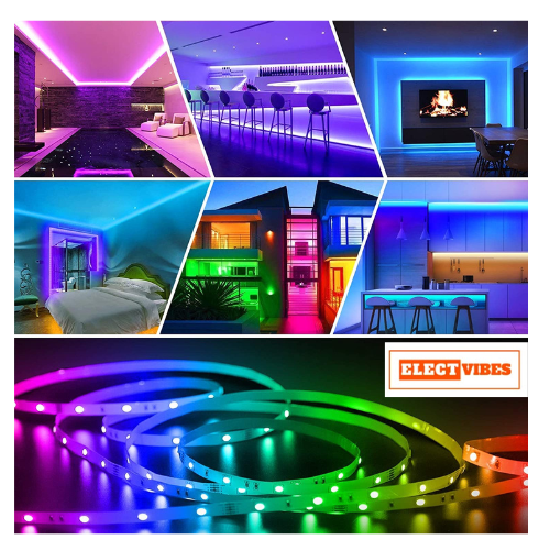 ELECTVIBES Plastic 2M Smart Bluetooth 5050 RGB LED Strip Light Kit, Flexible Multi-Color Lighting with USB Controller for TV Backlight, Bedroom, Home Decor (40-49 inch TVs, USB), 200 CM (PACK OF 1) - Image 7