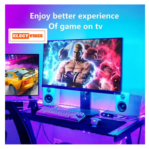 ELECTVIBES Plastic 2M Smart Bluetooth 5050 RGB LED Strip Light Kit, Flexible Multi-Color Lighting with USB Controller for TV Backlight, Bedroom, Home Decor (40-49 inch TVs, USB), 200 CM (PACK OF 1) - Image 8