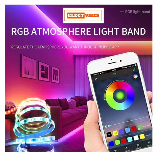 ELECTVIBES Plastic 2M Smart Bluetooth 5050 RGB LED Strip Light Kit, Flexible Multi-Color Lighting with USB Controller for TV Backlight, Bedroom, Home Decor (40-49 inch TVs, USB), 200 CM (PACK OF 1) - Image 12