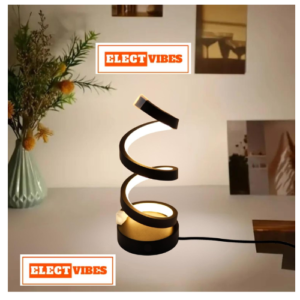 ELECTVIBES Spiral Twist LED Table Lamp – Modern Acrylic Decorative Night Light with Warm White Glow for Bedroom, Living Room, Festive Decoration & Home Décor (PACK OF 1)