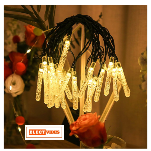 ELECTVIBES Stick Drop LED String Light 14 LED, 3 Meter With Heavy Plug-In – Decorative Waterproof Fairy Lights for Indoor/Outdoor, Garden, Diwali, Christmas, Wedding, Party & Festival Decoration( Pack of 1)WARM WHITE - Image 6