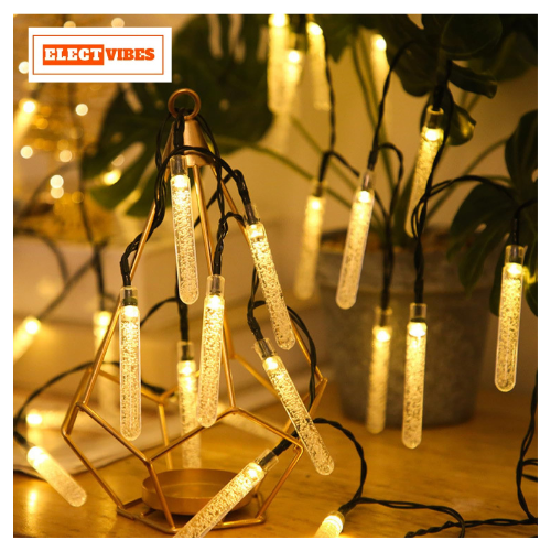 ELECTVIBES Stick Drop LED String Light 14 LED, 3 Meter With Heavy Plug-In – Decorative Waterproof Fairy Lights for Indoor/Outdoor, Garden, Diwali, Christmas, Wedding, Party & Festival Decoration( Pack of 1)WARM WHITE