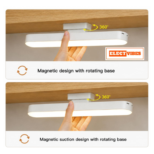 ELECTVIBES USB Rechargeable Magnetic Cabinet Light | LED Under Cabinet Lamp with 3-Color Dimmable Modes, Adjustable Brightness, 1200mAh Battery & 1 Magnetic Holders (PACK OF 1) - Image 7