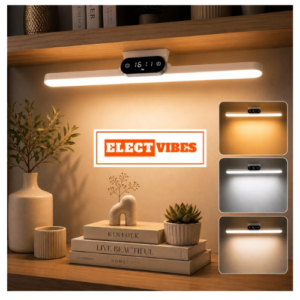 ELECTVIBES Wireless Magnetic Cabinet  LED Lamp Cabinet Light with Clock Display  Dimmable Modes  Kitchen, Closet, Bedroom Light (Black-Cloc (PACK OF 1)