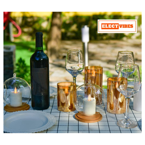ELECTVIBES Wax Flicking T-Light Candle, Acrylic Glass Battery Operated Flameless Led Candles Valentine's Gift For Home Décor Romantic Ambiance Aesthetic Dinning Table Decor, Transparent (Set of 3)(Pack of 1) - Image 8
