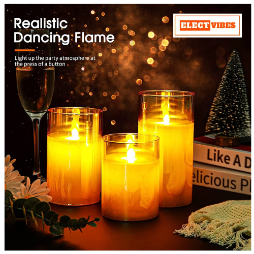 ELECTVIBES Wax Flicking T-Light Candle, Acrylic Glass Battery Operated Flameless Led Candles Valentine's Gift For Home Décor Romantic Ambiance Aesthetic Dinning Table Decor, Transparent (Set of 3)(Pack of 1) - Image 9